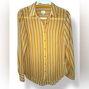 A New Day Yellow Striped Button-Up Shirt